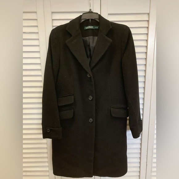 Ralph Lauren Classic Black Wool Blend Pea Coat Size 2 - Picture 1 of 5